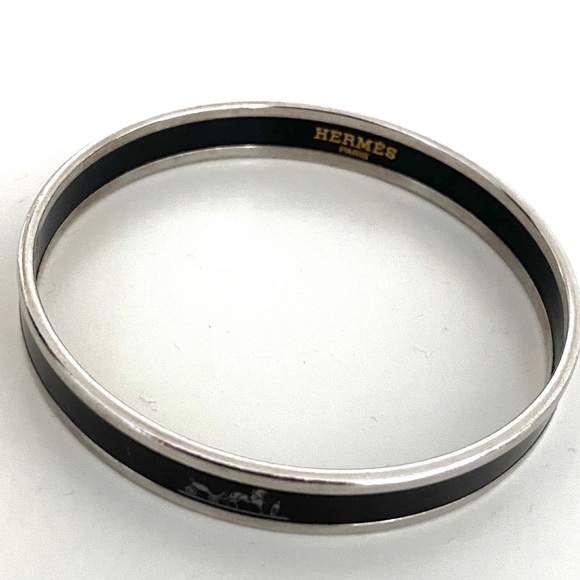 Hermes Black Enamel Caleche Horse Carriage Bangle - Picture 4 of 7